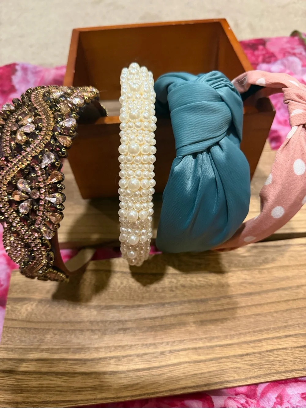 11 Assorted Women's Fabric and Beaded Headbands - Pink, Blue, Yellow, Leopard